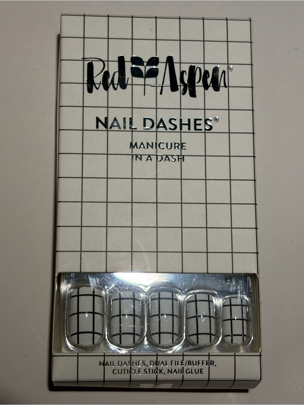 White Grid Nail Dashes - Womens Accessories
